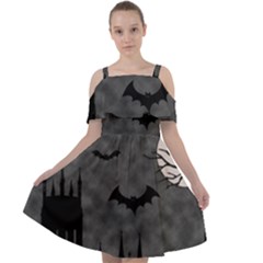 Halloween Background Halloween Scene Cut Out Shoulders Chiffon Dress by Ket1n9