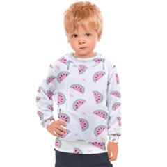 Seamless Background With Watermelon Slices Kids  Hooded Pullover by Ket1n9