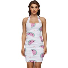 Watermelon Wallpapers  Creative Illustration And Patterns Sleeveless Wide Square Neckline Ruched Bodycon Dress by Ket1n9