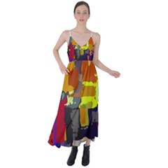 Abstract Vibrant Colour Tie Back Maxi Dress by Ket1n9