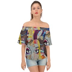 Graffiti Mural Street Art Painting Off Shoulder Short Sleeve Top by Ket1n9