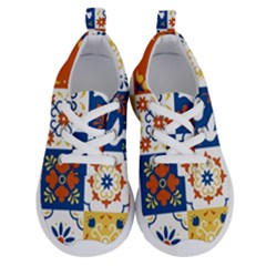 Mexican Talavera Pattern Ceramic Tiles With Flower Leaves Bird Ornaments Traditional Majolica Style Running Shoes by Ket1n9