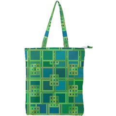 Green Abstract Geometric Double Zip Up Tote Bag