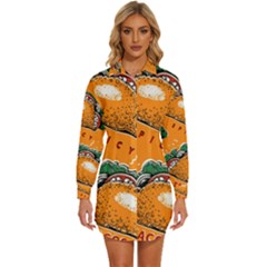 Seamless Pattern With Taco Womens Long Sleeve Shirt Dress