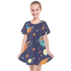 Space Galaxy Planet Universe Stars Night Fantasy Kids  Smock Dress by Ket1n9