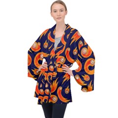 Space Patterns Pattern Long Sleeve Velvet Kimono  by Hannah976