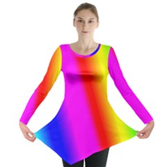 Multi Color Rainbow Background Long Sleeve Tunic  by Hannah976