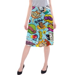 Comic Elements Colorful Seamless Pattern Midi Beach Skirt by Hannah976