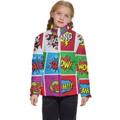 Pop Art Comic Vector Speech Cartoon Bubbles Popart Style With Humor Text Boom Bang Bubbling Expressi Kids  Puffer Bubble Jacket Coat by Hannah976