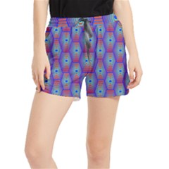 Red Blue Bee Hive Pattern Women s Runner Shorts by Hannah976