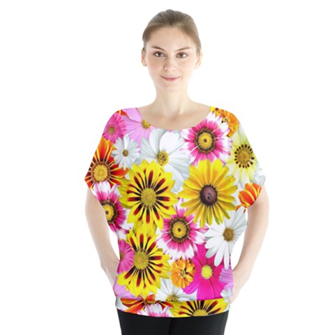 Flowers Blossom Bloom Nature Plant Batwing Chiffon Blouse by Hannah976