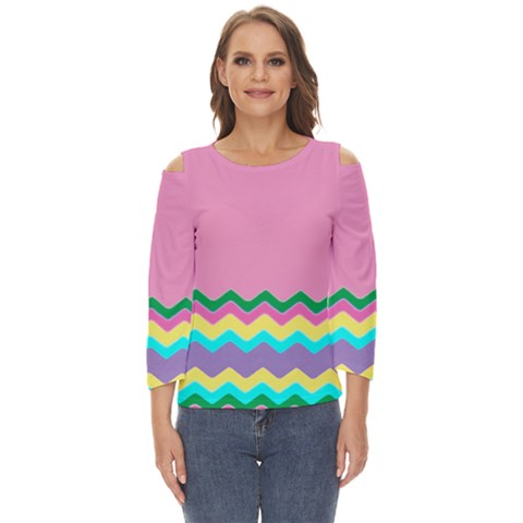 Easter Chevron Pattern Stripes Cut Out Wide Sleeve Top by Hannah976
