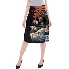 Sushi Dragon Japanese Midi Beach Skirt by Bedest