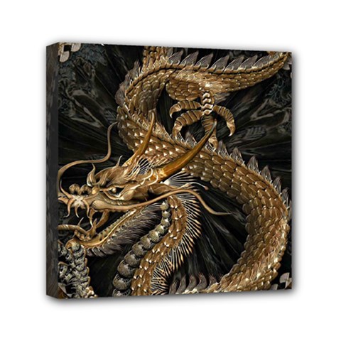 Fantasy Dragon Pentagram Mini Canvas 6  X 6  (stretched)