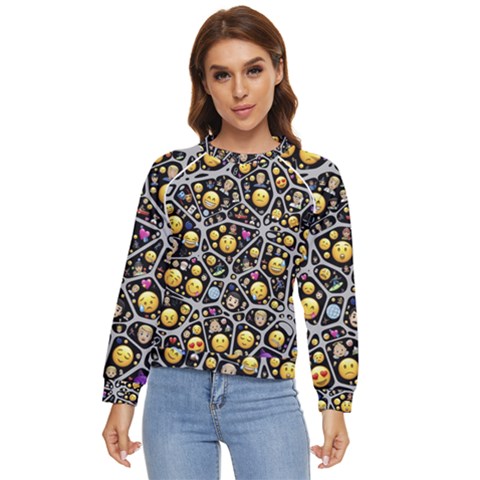 Mental Emojis Emoticons Icons Women s Long Sleeve Raglan T-shirt by Paksenen