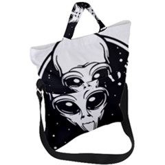 Alien Ufo Fold Over Handle Tote Bag by Bedest