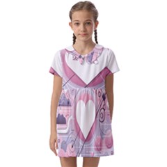 Heart Love Minimalist Design Kids  Asymmetric Collar Dress by Bedest
