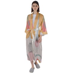 Lines Boho Poster Contemporary Maxi Satin Kimono