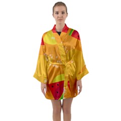 Watermelon Flower Long Sleeve Satin Kimono