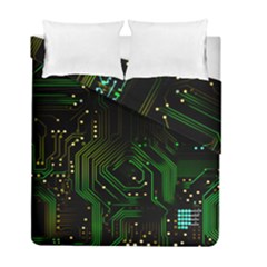 Circuits Circuit Board Green Technology Duvet Cover Double Side (full/ Double Size) by Ndabl3x