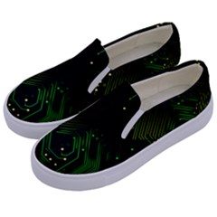 Circuits Circuit Board Green Technology Kids  Canvas Slip Ons by Ndabl3x