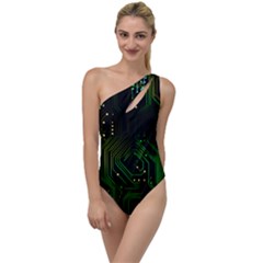 Circuits Circuit Board Green Technology To One Side Swimsuit by Ndabl3x