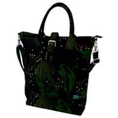 Circuits Circuit Board Green Technology Buckle Top Tote Bag by Ndabl3x