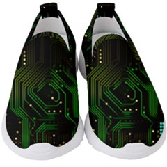 Circuits Circuit Board Green Technology Kids  Slip On Sneakers by Ndabl3x