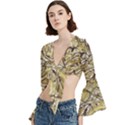 Marble Texture Pattern Seamless Trumpet Sleeve Cropped Top View2