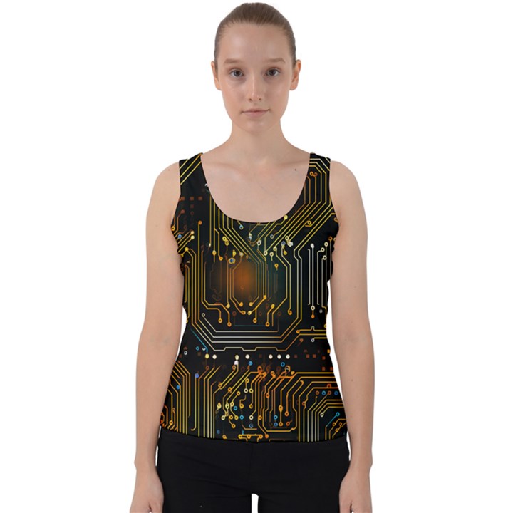 Circuits Circuit Board Orange Technology Velvet Tank Top