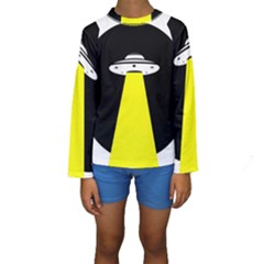 Ufo Flying Saucer Extraterrestrial Kids  Long Sleeve Swimwear by Cendanart