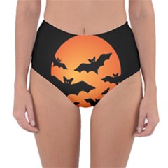 Halloween Bats Moon Full Moon Reversible High-waist Bikini Bottoms by Cendanart