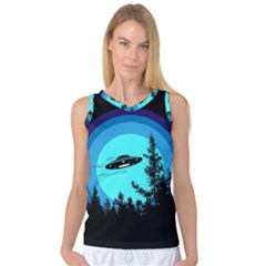 Ufo Alien Night Sky Night Women s Basketball Tank Top by Cendanart