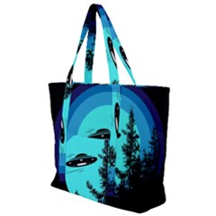Ufo Alien Night Sky Night Zip Up Canvas Bag by Cendanart