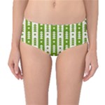 Christmas Green Tree Background Mid-Waist Bikini Bottoms