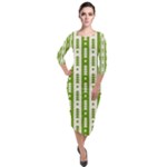 Christmas Green Tree Background Quarter Sleeve Midi Velour Bodycon Dress