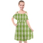 Christmas Green Tree Background Kids  Cut Out Shoulders Chiffon Dress