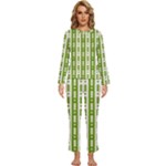 Christmas Green Tree Background Womens  Long Sleeve Lightweight Pajamas Set