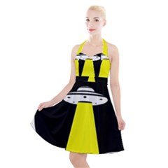 Ufo Flying Saucer Extraterrestrial Halter Party Swing Dress  by Cendanart