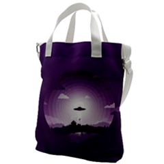 Ufo Illustration Style Minimalism Silhouette Canvas Messenger Bag by Cendanart
