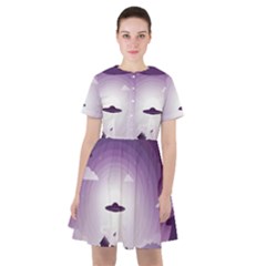 Ufo Illustration Style Minimalism Silhouette Sailor Dress by Cendanart