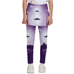 Ufo Illustration Style Minimalism Silhouette Kids  Skirted Pants by Cendanart