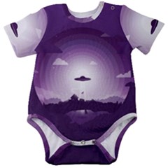Ufo Illustration Style Minimalism Silhouette Baby Short Sleeve Bodysuit by Cendanart
