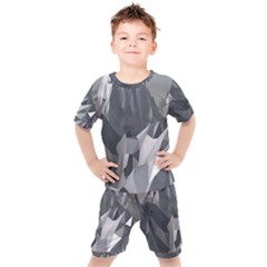 Gray Mountain Illustration Grey Mountain Digital Kids  T-shirt And Shorts Set by Cendanart