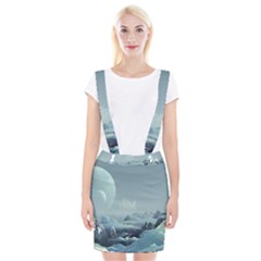 Mountain Covered Snow Mountains Clouds Fantasy Art Braces Suspender Skirt