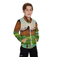 River Between Green Forest With Brown Mountain Kids  Windbreaker