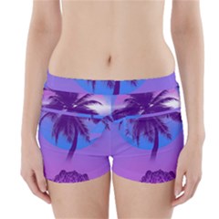 Palm Tree Vaporwave Synthwave Retro Style Boyleg Bikini Wrap Bottoms by Cendanart