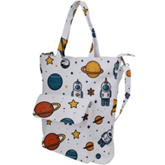 Set Cartoon Symbol Pattern Shoulder Tote Bag