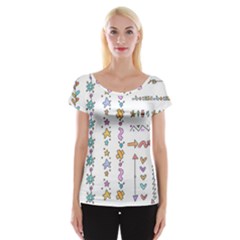 Doodles Border Letter Ornament Cap Sleeve Top