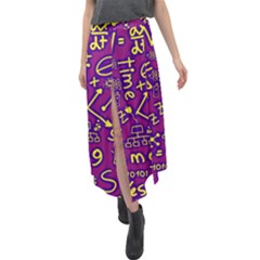 Background Doodles Math Velour Split Maxi Skirt by Bedest